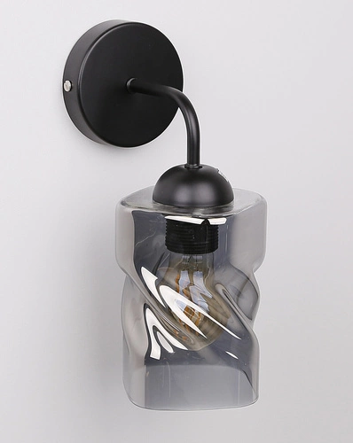 Nástěnné svítidlo Felis moderní černé s kouřovým skleněným stínidlem do obývacího pokoje a ložnice