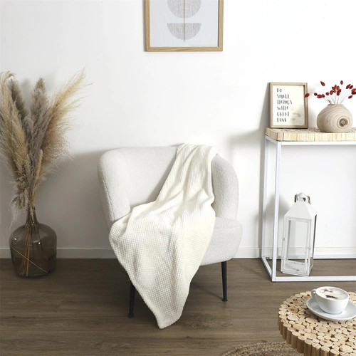 Dekorační pléd Honeycomb krémový 120x150 cm teplá deka na pohovku do obýváku Intesi