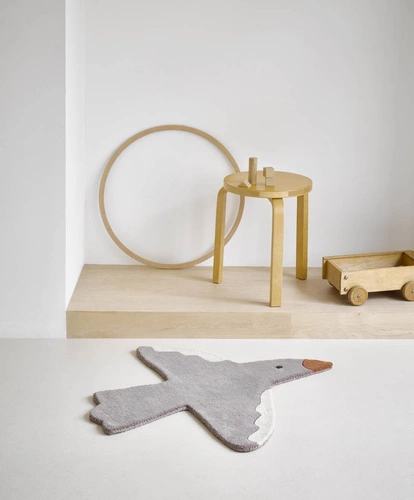 Dětský vlněný koberec moderní Decor Kids Bird 80x90 béžový ručně tkaný