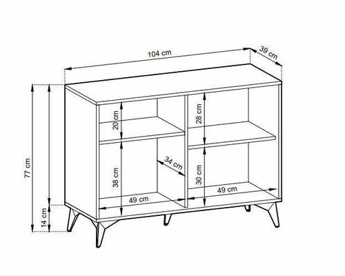 Loftová komoda Fargo s černým moderním designem, na nožkách, vzor rybí kost, 104 cm do obýváku