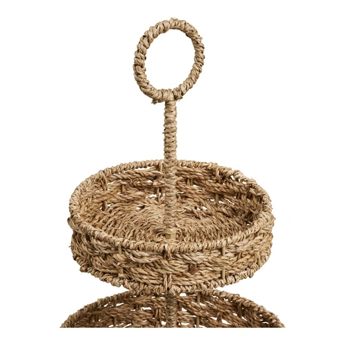 Kulatý dekorativní podnos Rifbjerg z mořské trávy v přírodní barvě na servírování