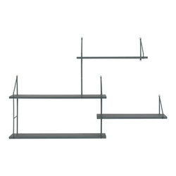 Nástěnná police Harlem zelená kovovo-dřevěná na knihy a dekorace do obýváku 99 cm