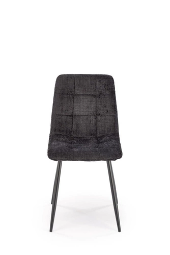 Čalouněná židle Pilew černá do jídelny a obýváku moderní prošívaná na kovových nohách