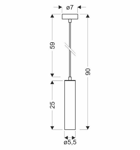 Tubo černá závěsná lampa 1x25W GU10 difuzor 25cm černá