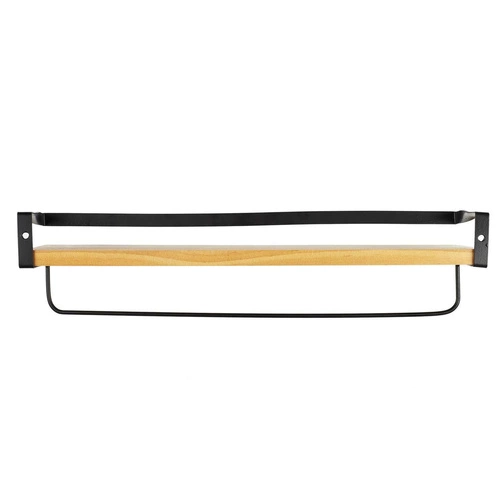 Závěsná kuchyňská police loftová Indu černá dřevěná na koření s tyčí Intesi
