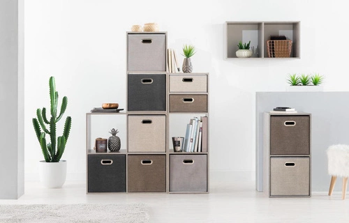 Moderní šedá knihovna Kali 3policová modulární do obýváku a ložnice 34,5 cm