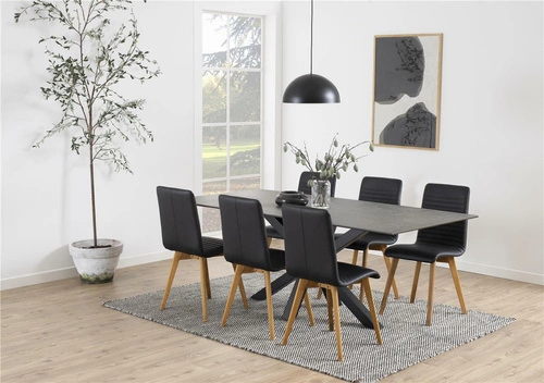 Jídelní stůl Heaven 160x90 cm černý moderní s keramicko-skleněnou deskou Actona