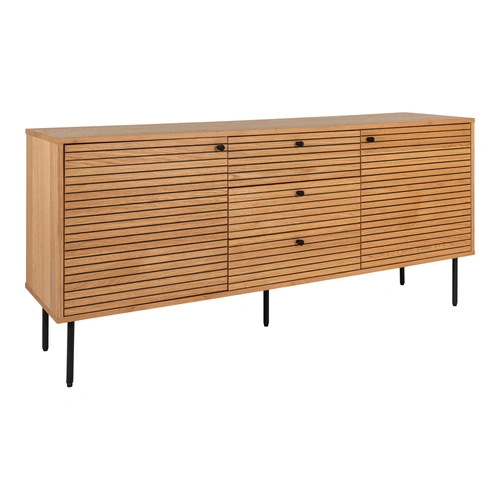 Komoda Kyoto 150 cm dub rýhovaný na černých nožkách do obývacího pokoje