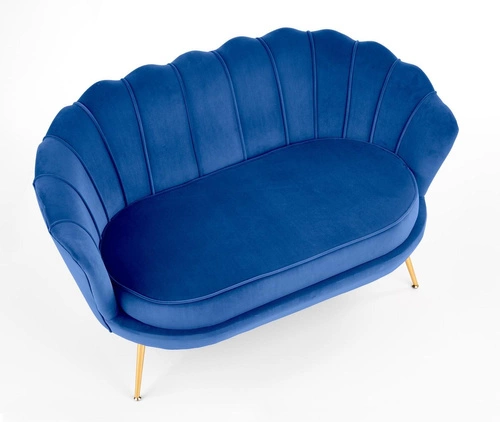 Dvoumístná sametová pohovka Florencja v tmavě modré barvě glamour na zlatých nohách do obýváku Intesi