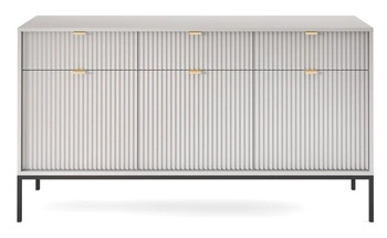 Moderní šedá komoda Delicious s drážkováním 154 cm se zásuvkami na nožičkách do obývacího pokoje Intesi