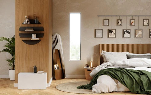 Kulatá černá kovová nástěnná police Solis Umbra moderní na dekorace do obýváku