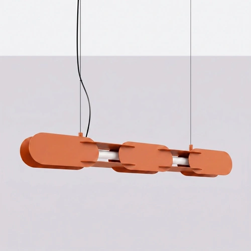 Moderní LED závěsné svítidlo CHAIN 91 do jídelny okrově červené
