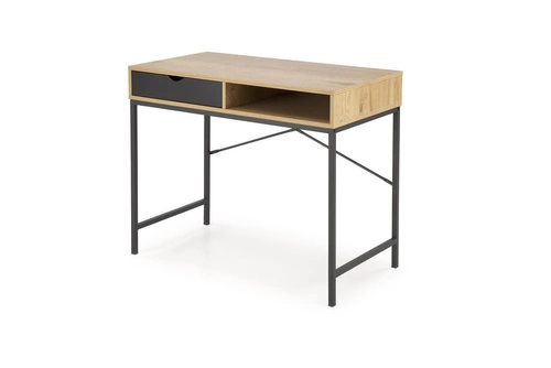Pracovní stůl Bocka moderní loftový se zásuvkou a policí přírodní/černý 95 cm