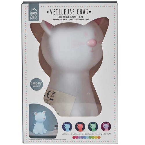 Dětská noční lampička Cat Night bílá moderní přenosná LED s nastavitelnou barvou Intesi