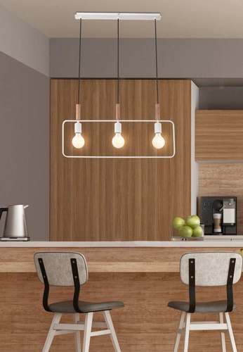 Moderní závěsné svítidlo Frame bílá 3bodová do obýváku, kuchyně nebo jídelny