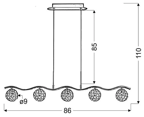 Závěsné svítidlo koule Starlet 5 zdrojů chromované do obývacího pokoje a jídelny s nastavitelnou výškou
