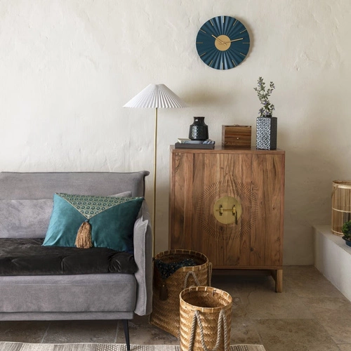 Stojací lampa do obýváku Jil zlatá s bílým stínidlem 150 cm moderní Atmosphera