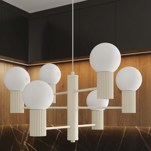 Moderní lustr HALO 6 béžový do obýváku a jídelny z hliníku