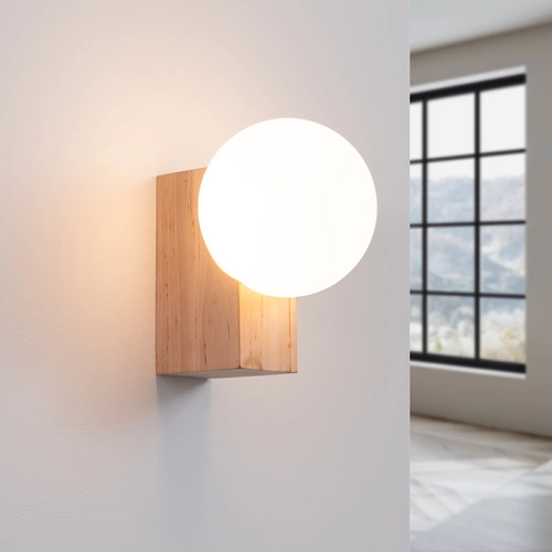 Nástěnná lampa BULBO moderní bílá z přírodního dřeva do obýváku a ložnice SOLLUX LIGHTING