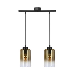 Moderní závěsné svítidlo Aspra černé jantarové sklo do obýváku a ložnice 2 zdroje