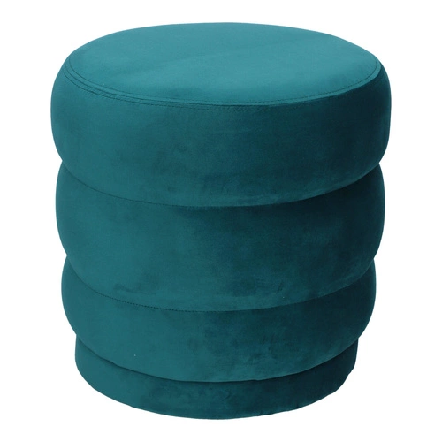 Okrúhlý čalouněný taburet Sinan v mořské barvě do obýváku a předsíně moderní Atmosphera 40 cm