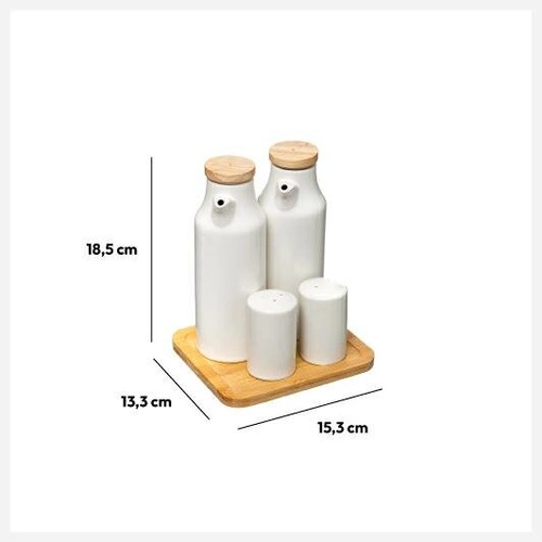 Sada 4 dóz na koření Seramik na bambusovém stojanu