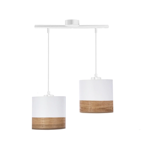 Závěsné svítidlo Porto bílé moderní s látkovým stínidlem do obýváku a kuchyně, výškově nastavitelné 2xE27