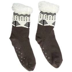 Zimní protiskluzové ponožky sherpa Intesi hnědé 39-42 teplé na doma