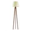 Stojací dřevěná lampa Curacao Lysne moderní s ecru stínidlem do obýváku 158 cm