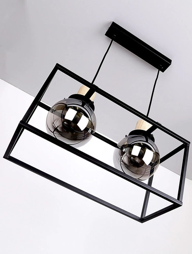 Retro 2 závěsná lampa černá 2x40W E27 kouřové stínítko