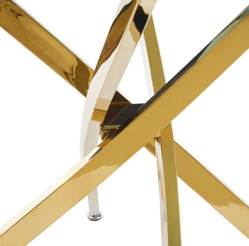 Kulatý skleněný stůl Edward černý mramor zlaté nohy glamour do jídelny nebo obýváku 100 cm