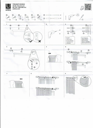 Dvojitá garnýž Umbra Twilight stříbrná nastavitelná 76–213 cm pro zatemňovací závěsy