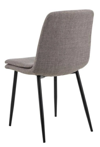 Čalouněná jídelní židle Becca šedá, moderní s černými kovovými nohami