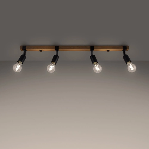 Stropní svítidlo ZUCA 4 černé moderní kovovo-dřevěné do obývacího pokoje Sollux Lighting