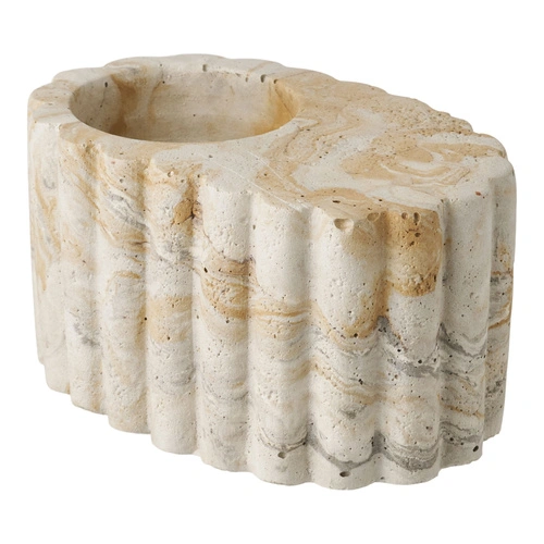 House Nordic cementový svícen na čajové svíčky hnědo‑béžový do obýváku 10,5 cm