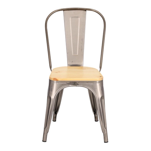 Kovová jídelní židle Paris Wood D2.DESIGN s dřevěným sedákem v industriálním stylu