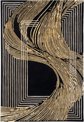 Moderní koberec Golden Wind 200x300 černo-zlatý glamour do obýváku Carpet Decor vlněný