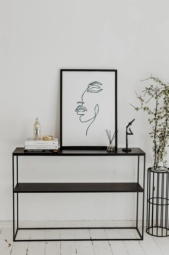 Přístavný konzolový stolek STAM 280 černý dub moderní s policí do obývacího pokoje a předsíně NORDIFRA