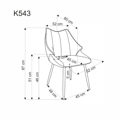 Čalouněná židle Rania šedá do jídelny a obýváku moderní skandinávský styl na černých nohách