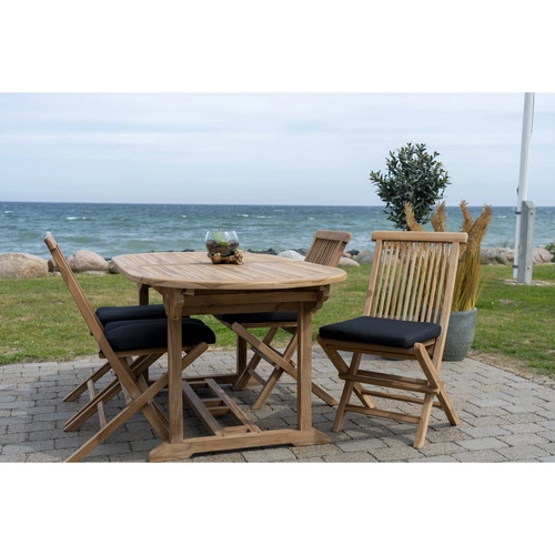 Rozkládací jídelní a zahradní stůl oválný z teakového dřeva rustikální 180-240x90 cm Salamanca Intesi