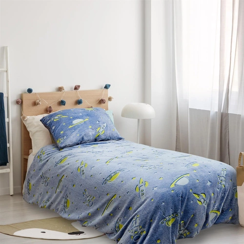 Dětské povlečení 140x200 Intesi vesmír svítící ve tmě polyester modré