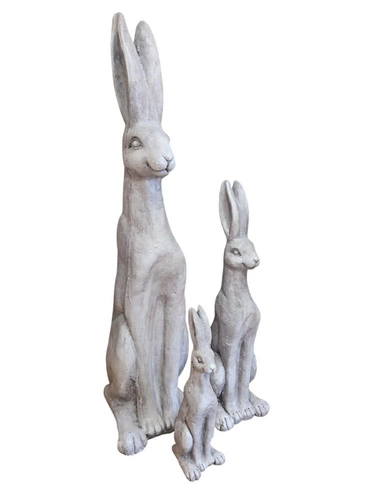 Intesi velikonoční dekorativní zajíc šedý 56 cm z pryskyřice na stůl nebo komodu