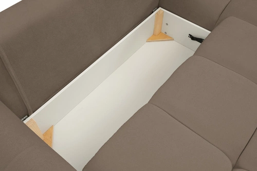 Rohová rozkládací sedačka do obýváku Bode moderní pravá hnědá s úložným prostorem Intesi