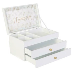 Intesi organizér na šperky do zásuvky bílý sklo se zásuvkami provensálský