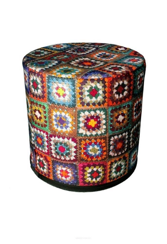 Kulatý taburet Overlay Intesi multicolor moderní do obýváku a ložnice s odnímatelným potahem