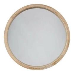 Kulaté zrcadlo Olav 52 cm v přírodním dřevěném rámu na zeď do obýváku