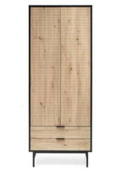 Moderní šatní skříň Nihala dub artisan černá s policemi do ložnice hloubka 53 cm