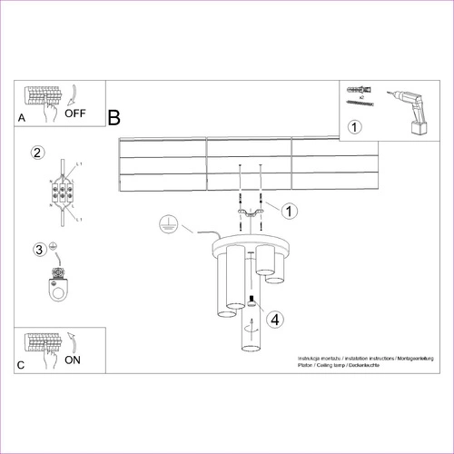 Moderní stropní svítidlo LAGOS 5P černá ocel do obýváku a ložnice SOLLUX
