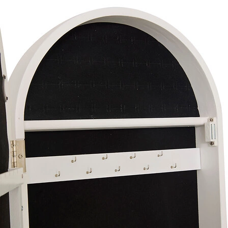 Stojací zrcadlo Emily bílé s organizérem na šperky do ložnice 145 cm Atmosphera