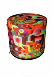 Okrúhlý puf Abstra Intesi multicolor moderní do obýváku a ložnice s pratelným potahem 40 cm